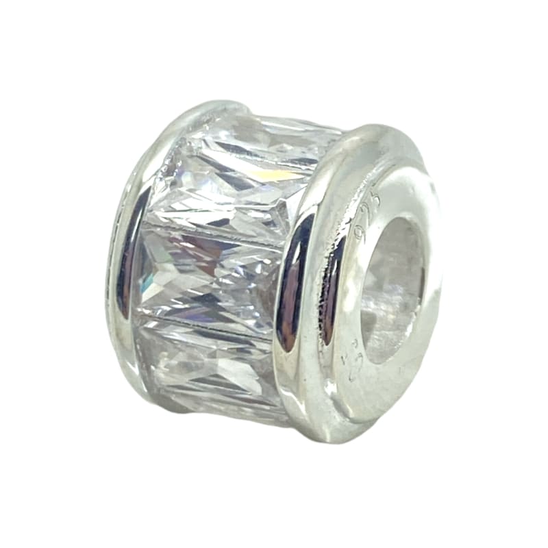 Charm cilindro con cristales blanco Plata Italiana 925 - Metalli - Default Title - Perfumisimo