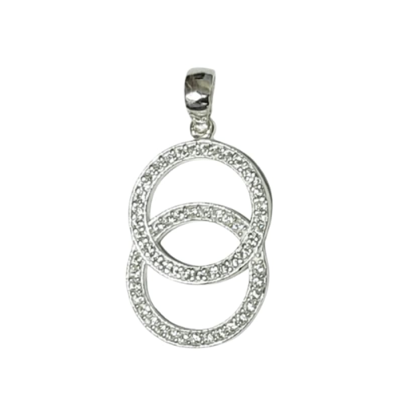 Dije 2 círculos enlazados con piedras Plata Italiana 925 - Metalli - Default Title - Perfumisimo
