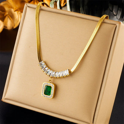 Conjunto cuadrado cristal verde circón
