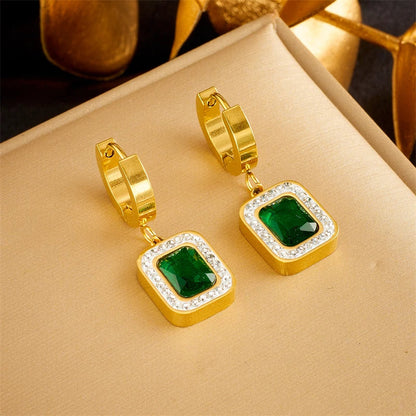 Conjunto cuadrado cristal verde circón
