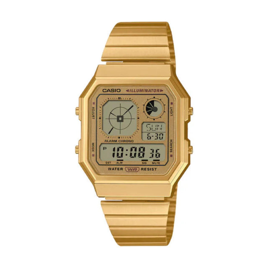 Reloj Digital Casio A130WEG-9A Unisex - Reloj Reloj Casio original | Compra en Relojchile Chile | Reloj Casio Chile | Reloj Reloj Chile - Reloj hombre chile - Reloj mujer chile - Reloj santiago - Reloj original chile - reloj elegante hombre - reloj casual mujer - reloj resistente al agua - reloj acero inoxidable - reloj deportivo hombre - tienda de relojes online chile