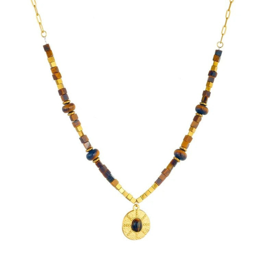 Collar cuadrado con ojo de tigre