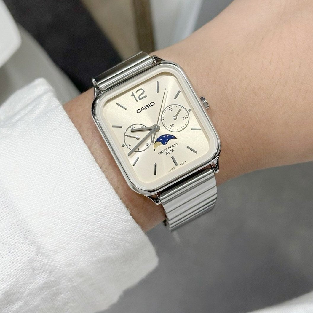 Reloj Casio Moonphase MTP-M305D-9AV Hombre - Análogo - Reloj Reloj Casio original | Compra en Relojchile Chile | Reloj Casio Chile | Reloj Reloj Chile - Reloj hombre chile - Reloj mujer chile - Reloj santiago - Reloj original chile - reloj elegante hombre - reloj casual mujer - reloj resistente al agua - reloj acero inoxidable - reloj deportivo hombre - tienda de relojes online chile