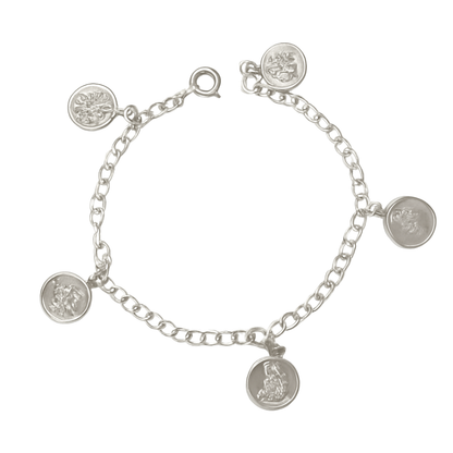 Pulsera gruesa 5 santos, 20cm plata 925