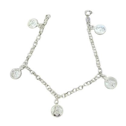 Pulsera gruesa 5 santos, 20cm plata 925
