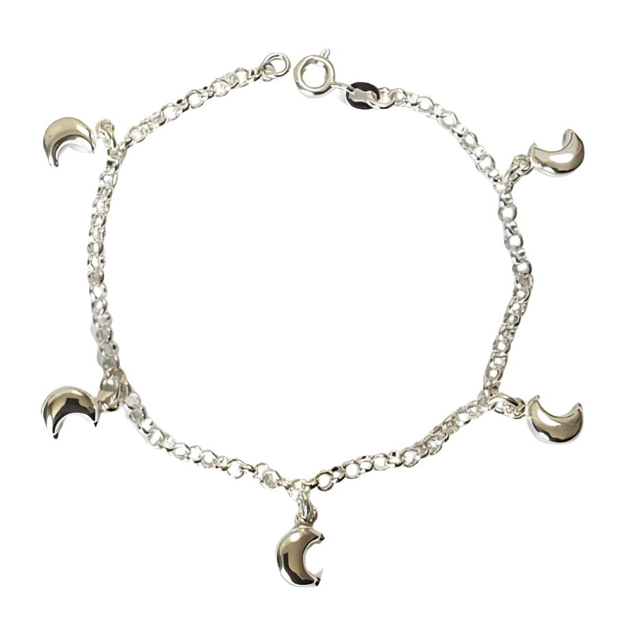 Pulsera 5 lunas rellenas, 19 cm plata 925