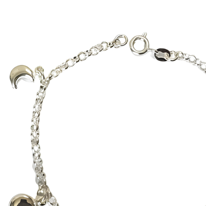 Pulsera 5 lunas rellenas, 19 cm plata 925