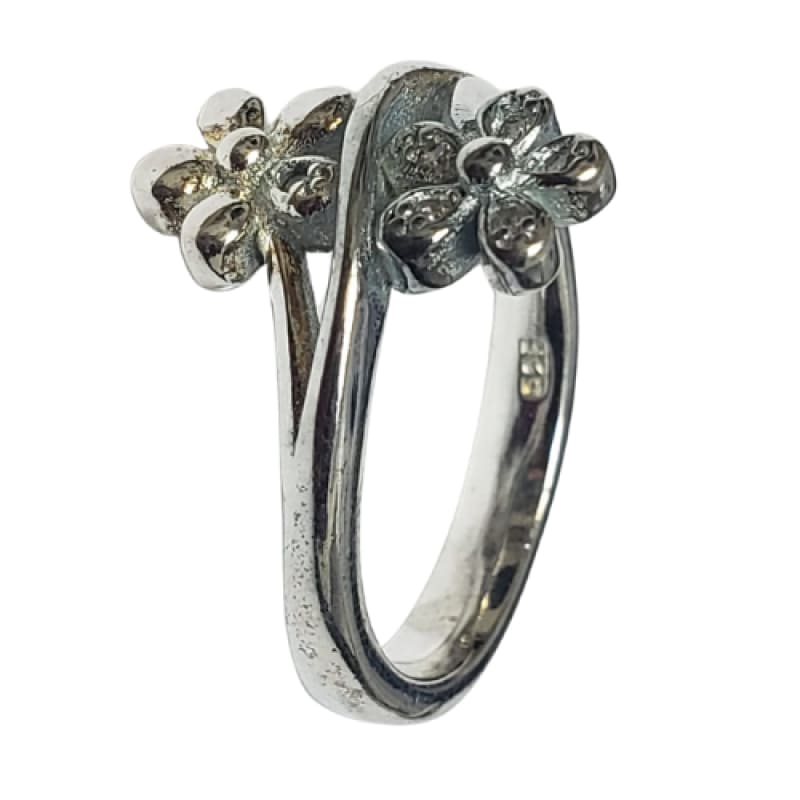 Anillo 2 flores paralelas plata 925 - Metalli - 8 - Perfumisimo