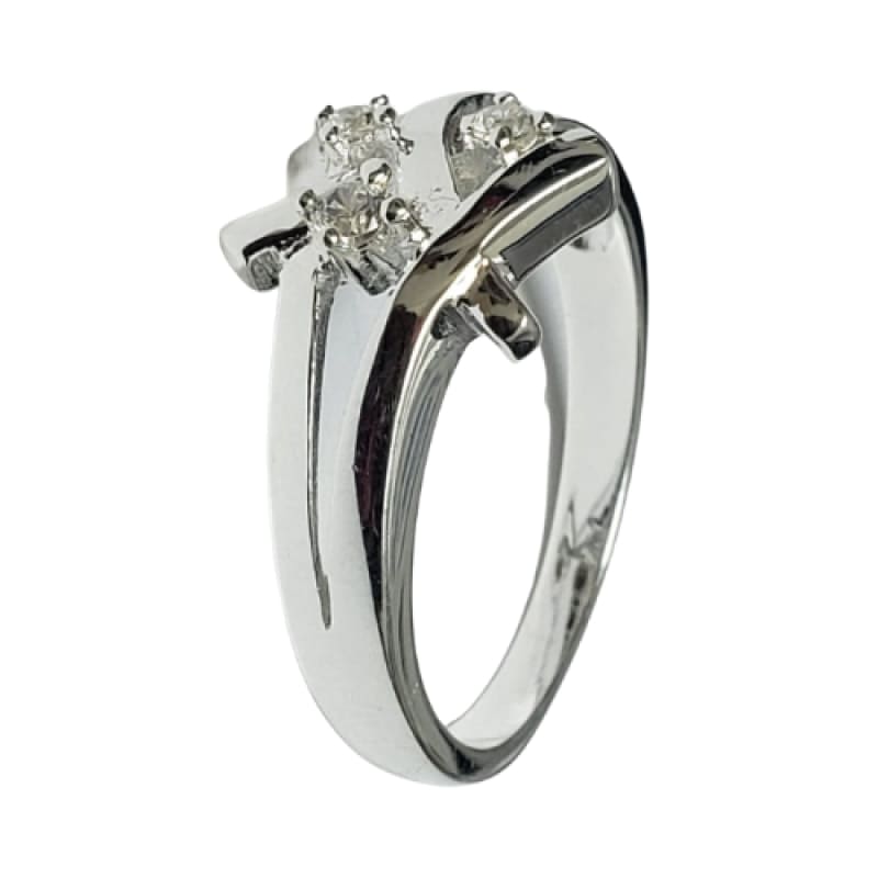 Anillo cruzado tres piedras plata 925 - Metalli - 9 - Perfumisimo