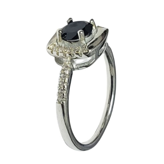 Anillo cuadrado y piedra oscura plata 925 - Metalli - 8 - Perfumisimo