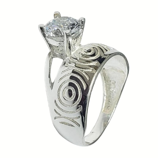 Anillo diseño y piedra lateral plata 925 - Metalli - 7 - Perfumisimo