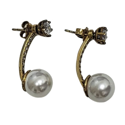 Aros de plata con baño de oro piedras y perla cultivada - Metalli - Default Title - Perfumisimo