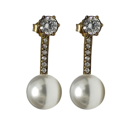 Aros de plata con baño de oro piedras y perla cultivada - Metalli - Default Title - Perfumisimo