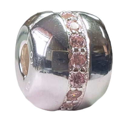 Charm Fijador con linea de piedras rosadas Plata Italiana 925 - Metalli - Default Title - Perfumisimo