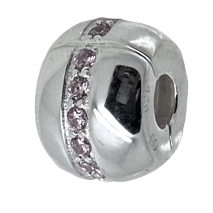 Charm Fijador con linea de piedras rosadas Plata Italiana 925 - Metalli - Default Title - Perfumisimo