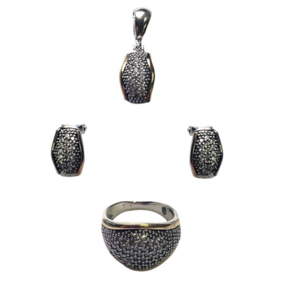 Conjunto Aros, Dije y Anillo Plata, oro y piedras - Perfumisimo