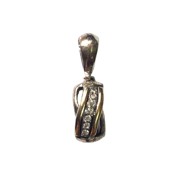 Conjunto Aros y Dije de plata, curvo oro y piedras - Perfumisimo