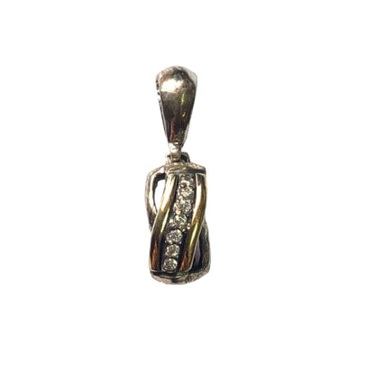 Conjunto Aros y Dije de plata, curvo oro y piedras - Perfumisimo