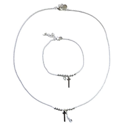 Conjunto Colgante y pulsera Cruz y piedra Plata Italiana 925 - Metalli - Default Title - Perfumisimo