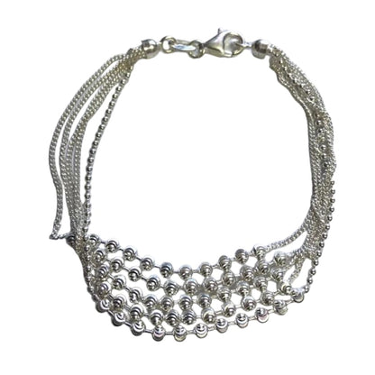 Pulsera 5 lineas de pelotitas 18cm Plata Italiana 925 -