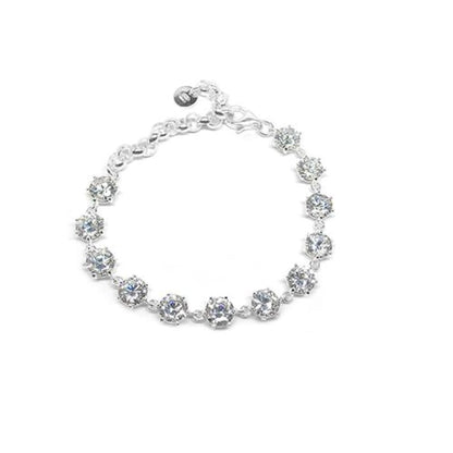 Pulsera con 12 piedras blancas italiana 18cm - Metalli - Default Title - Perfumisimo