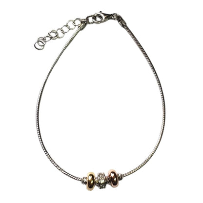 Pulsera Plata 925 Italiana con 2 dijes oro y 1 piedras - Metalli - Default Title - Perfumisimo